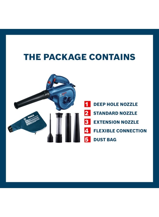 بوش BOSCH GBL 82-270 Professional Blower | 820 W Motor | Volumetric Flow Rate of 4.5 m³/min | No-Load Speed 16,000 RPM | Compatible with Multiple Nozzle Attachments| 2.25 Kg | 1 Yr Warranty - Image 2