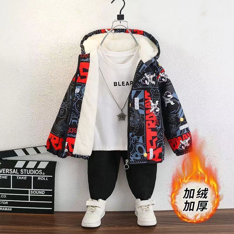 Boys' Cotton Coat Children'S Clothing Fleece-Lined Thickened Baby Winter Jacket Cotton Jacket Trendy - Image 1