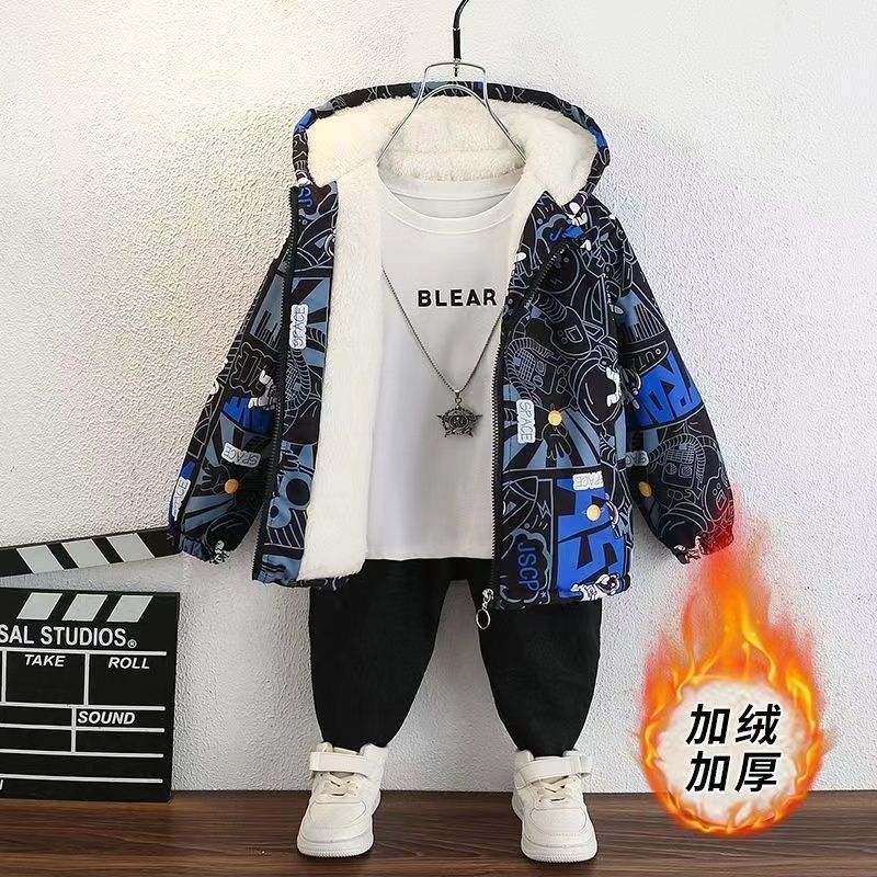 Boys' Cotton Coat Children'S Clothing Fleece-Lined Thickened Baby Winter Jacket Cotton Jacket Trendy - Image 2