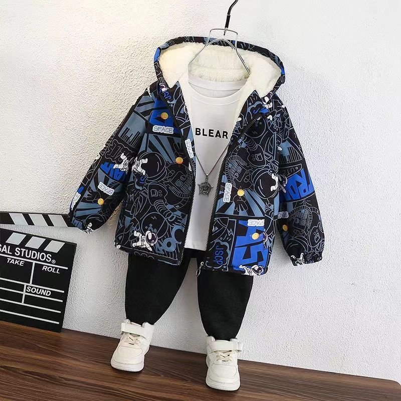 Boys' Cotton Coat Children'S Clothing Fleece-Lined Thickened Baby Winter Jacket Cotton Jacket Trendy - Image 4