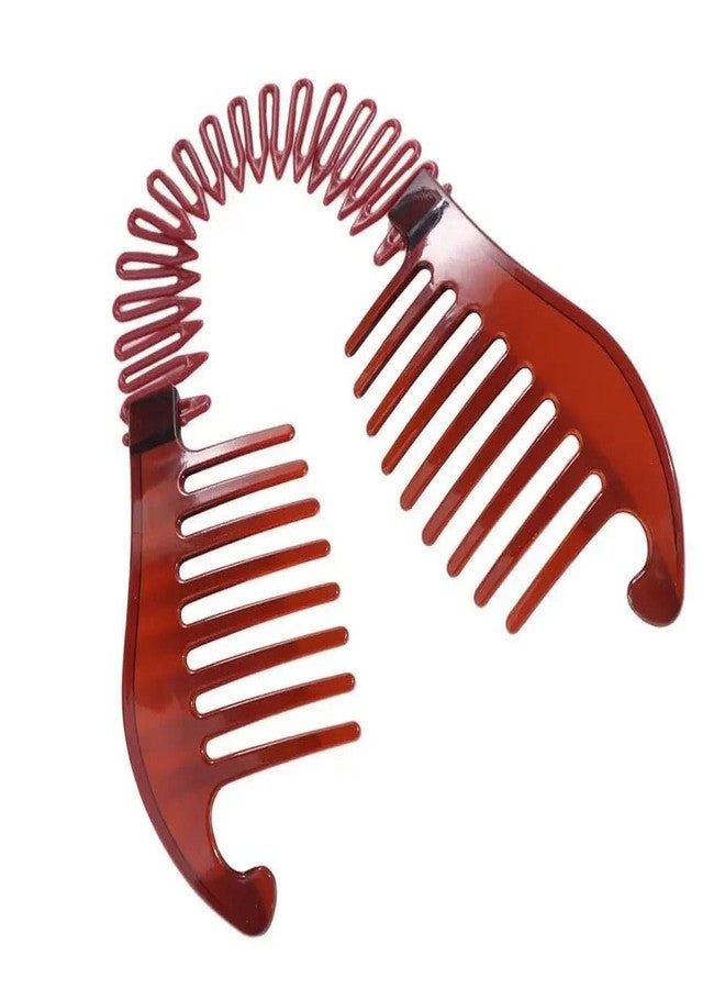 Ashkash 2pcs/Set Black & Red Stretch Flexible Banana Hair Clips with Interlocking Design, Easy Styling for Quick Updos, Hair Accessories for Women - Image 4