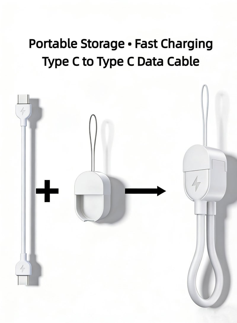 كابل شحن USB-C محمول بقدرة 60 واط وطول 16 سم (من USB-C إلى USB-C 2.0) متوافق مع iPhone 16/15 Pro Max، iPad Pro/Air/mini 6، MacBook Pro/Air، Galaxy S24/S23 Ultra/Z Fold، Xiaomi، Honor، OPPO، OnePlus والأجهزة الأخرى. - Image 1