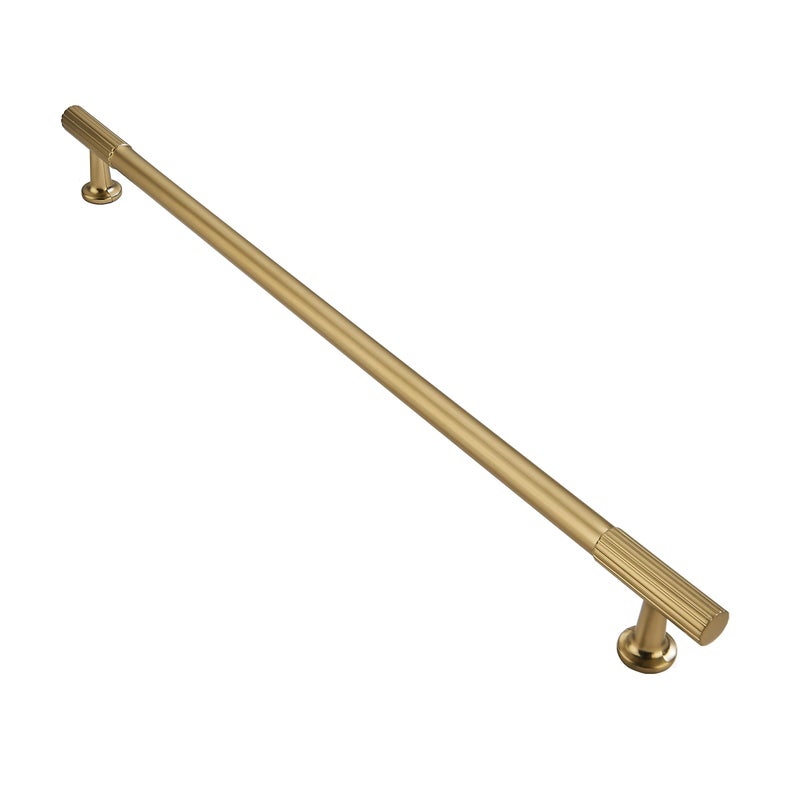 khtumeware Appliance Pull 12 Inch Hole Center 1 Pack Brushed Brass Cabinet Pulls Heavy Duty Solid Warm Brass Kitchen Drawer Handles Cabinet Hardware for Cupboard Drawer Handles Dresser Pulls - Image 2