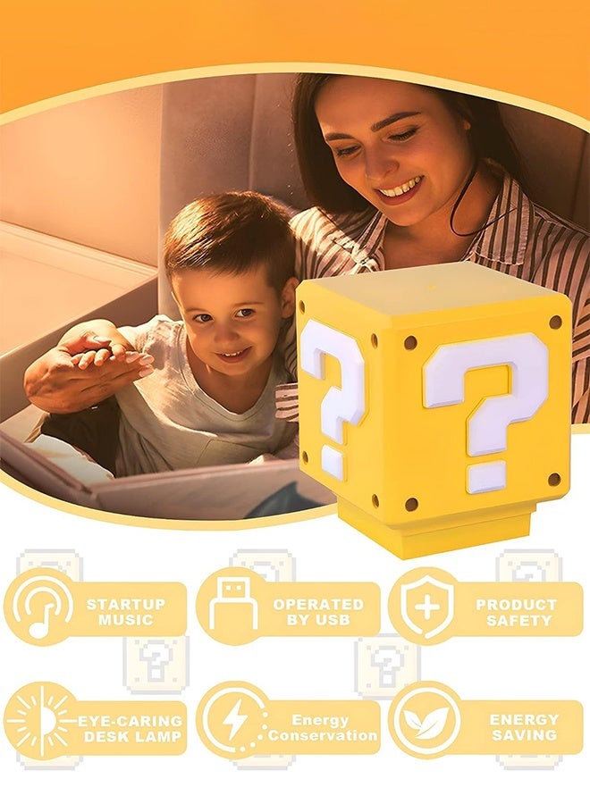 Sweet Life Super Bros-Mini Question Block Night Light, Bedside Lamp, Desklamp for Kids and Fans, Birthday Gift, Holiday Gift, Equipped with The Game's Same Gold Coin Sound (with USB Power Cable) - Image 4