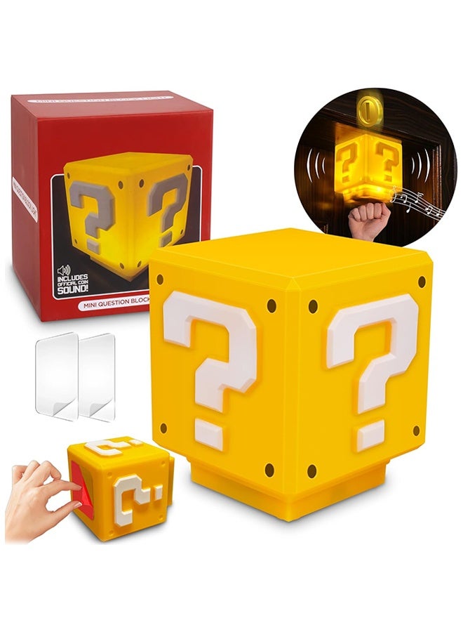 Sweet Life Super Bros-Mini Question Block Night Light, Bedside Lamp, Desklamp for Kids and Fans, Birthday Gift, Holiday Gift, Equipped with The Game's Same Gold Coin Sound (with USB Power Cable) - Image 1