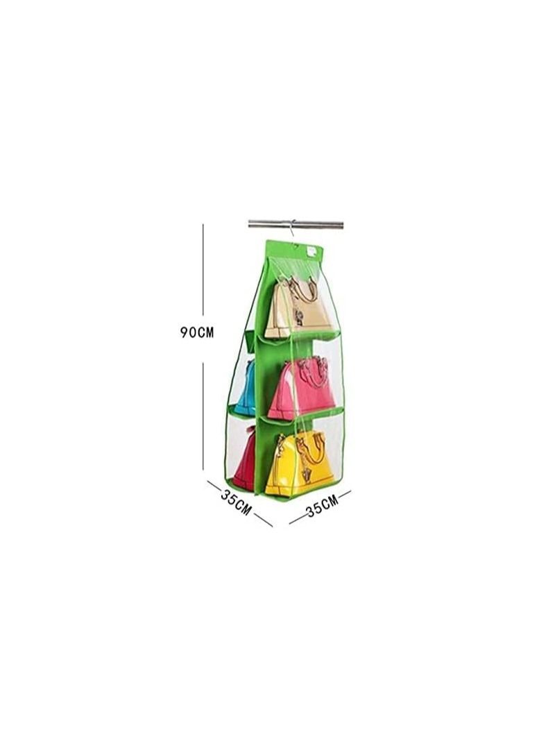 BLOOMING TIME 6 Pockets Hanging Handbag Bag Holder Purse Storage Organizer Anti-dust Cover Shoulder Bag Holder Space Saver for Wardrobe Transparent Closet Hanger  - Image 5