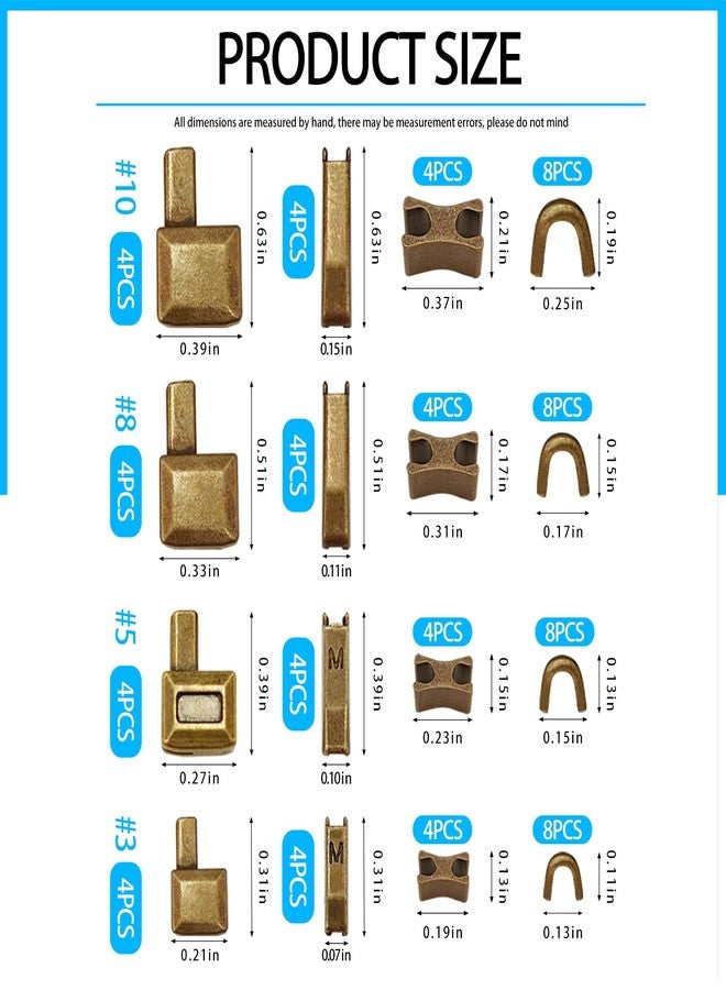 ريناشد مجموعة دبابيس إدخال سحاب معدنية مكونة من 80 قطعة، ملحقات رأس السحاب المنزلق، سدادة إصلاح المزلاج المنزلق، مثبت طرف مفتوح، سدادة علوية سفلية للسترات والمعاطف، 4 ألوان، قطع غيار للخياطة، 4 مقاسات - Image 2