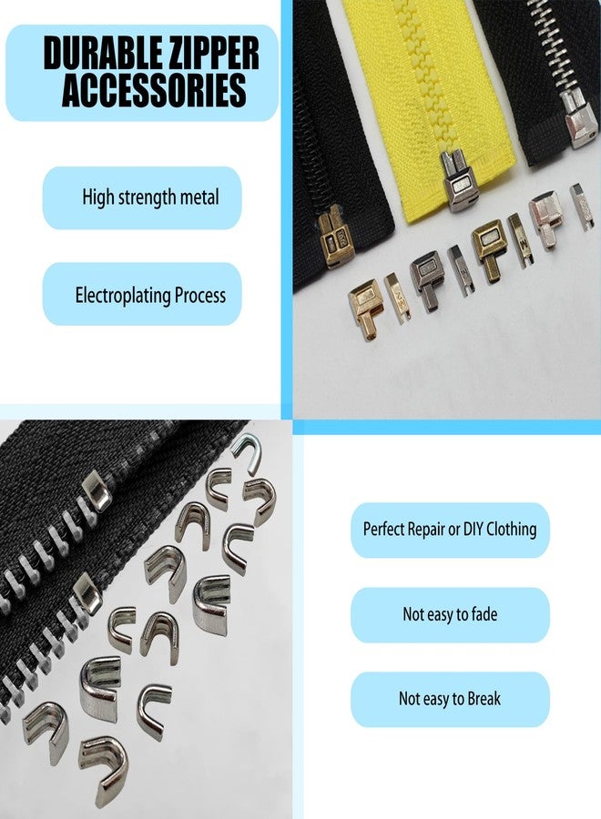 ريناشد مجموعة دبابيس إدخال سحاب معدنية مكونة من 80 قطعة، ملحقات رأس السحاب المنزلق، سدادة إصلاح المزلاج المنزلق، مثبت طرف مفتوح، سدادة علوية سفلية للسترات والمعاطف، 4 ألوان، قطع غيار للخياطة، 4 مقاسات - Image 3