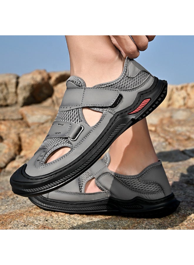 Non-slip Men's Breathable Water Shoes For Outdoor Wear, Sandals For Outdoor Sports, Summer Mesh Toe-cap Water Shoes