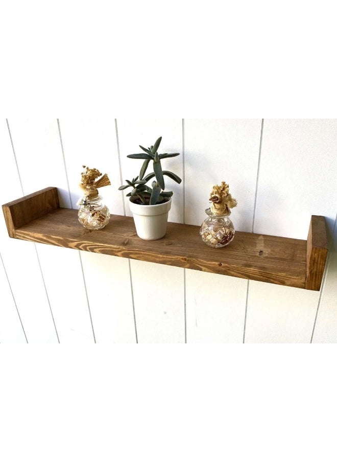 Horoof Home - Horoof Home® Rustic Wood Floating Shelf with Side Brackets - Image 1