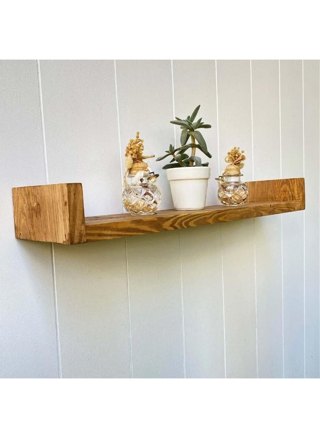 Horoof Home - Horoof Home® Rustic Wood Floating Shelf with Side Brackets - Image 1