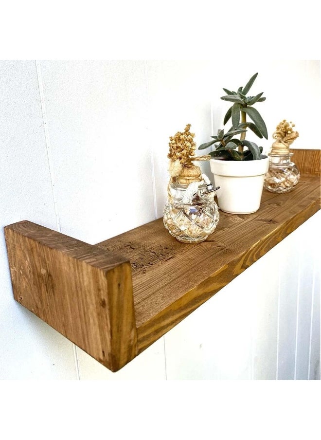 Horoof Home Horoof Home® Rustic Wood Floating Shelf with Side Brackets  - Image 1