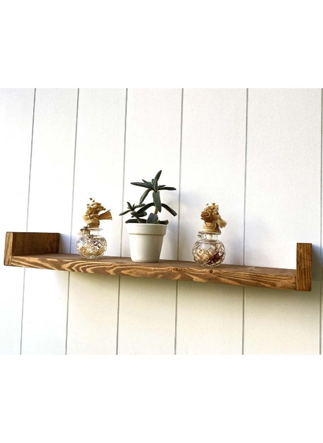 Horoof Home - Horoof Home® Rustic Wood Floating Shelf with Side Brackets - Image 1