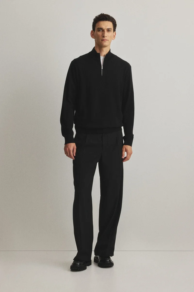 H&M Regular Fit Zip-top merino wool jumper