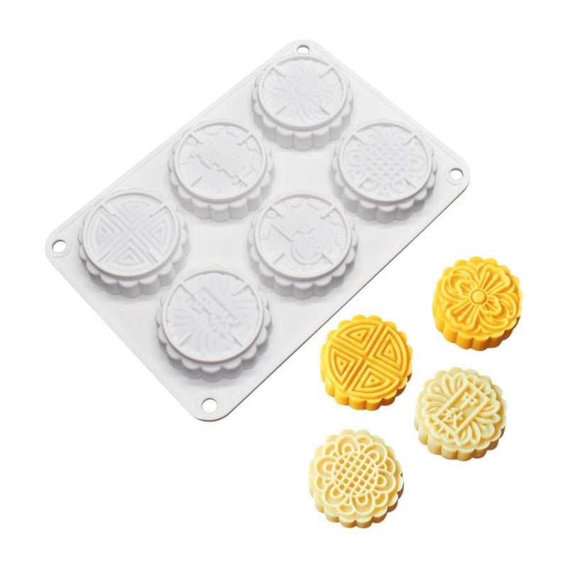 mostsom 6 Flower Silicone Cake Mold Handmake DIY Bread Mould Silicone Moulds For Cake Mooncake Mold Cake Tools (Mooncake O_8.52 X5.8 X0.84 inch) - Image 1