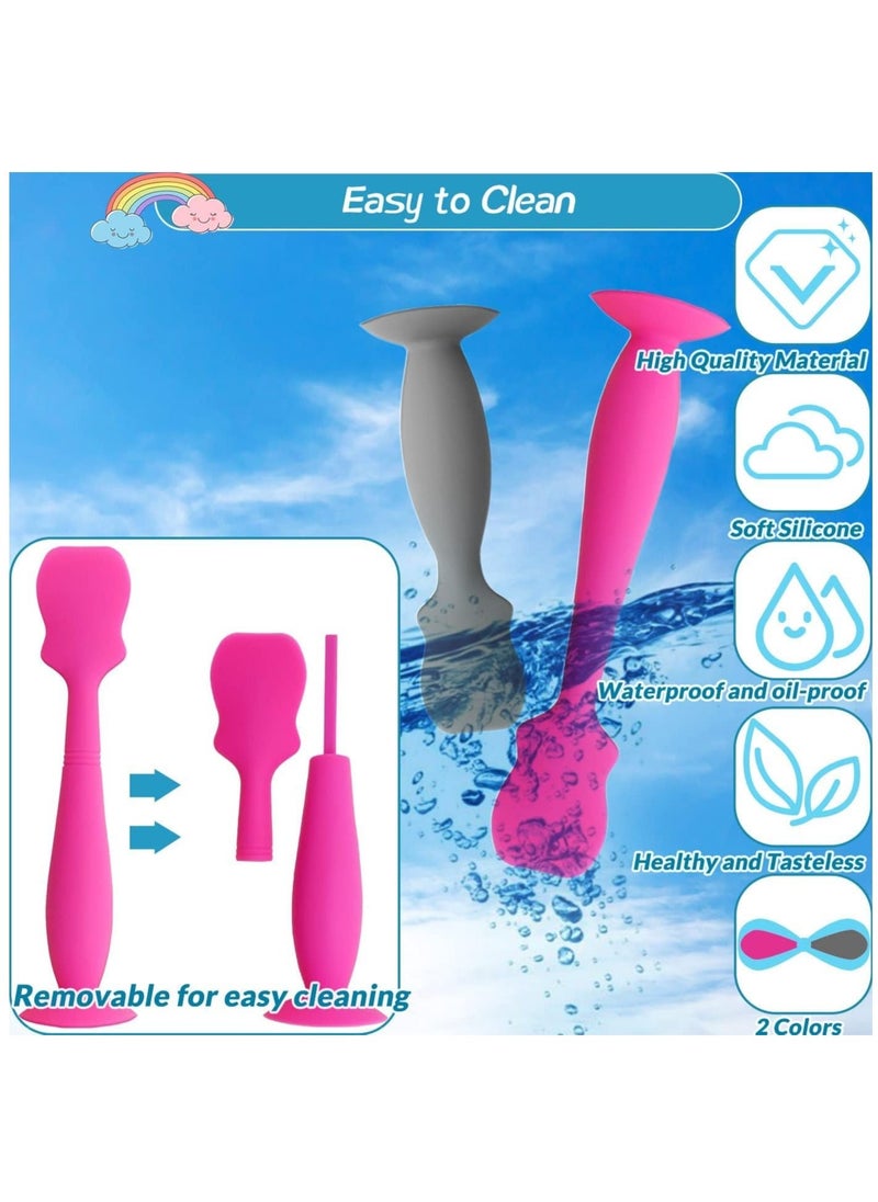 Generic 2 Pack Baby Diaper Cream Spatula Applicator,Baby Cream Paste Spatula,Flexible Soft Silicone Diaper Rash Cream Brush for Baby (Pink, Grey)  - Image 3