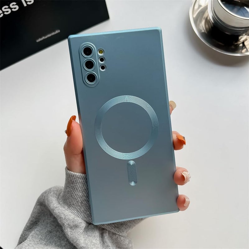 Doowear Galaxy Note 10+Plus Case Magnetic [Support Magsafe Charger] Wireless Anti-Scratch Shockproof Full Camera Protection Silicone Phone Cover Case for Samsung Galaxy Note 10 Plus 6.8"-Blue - Image 2