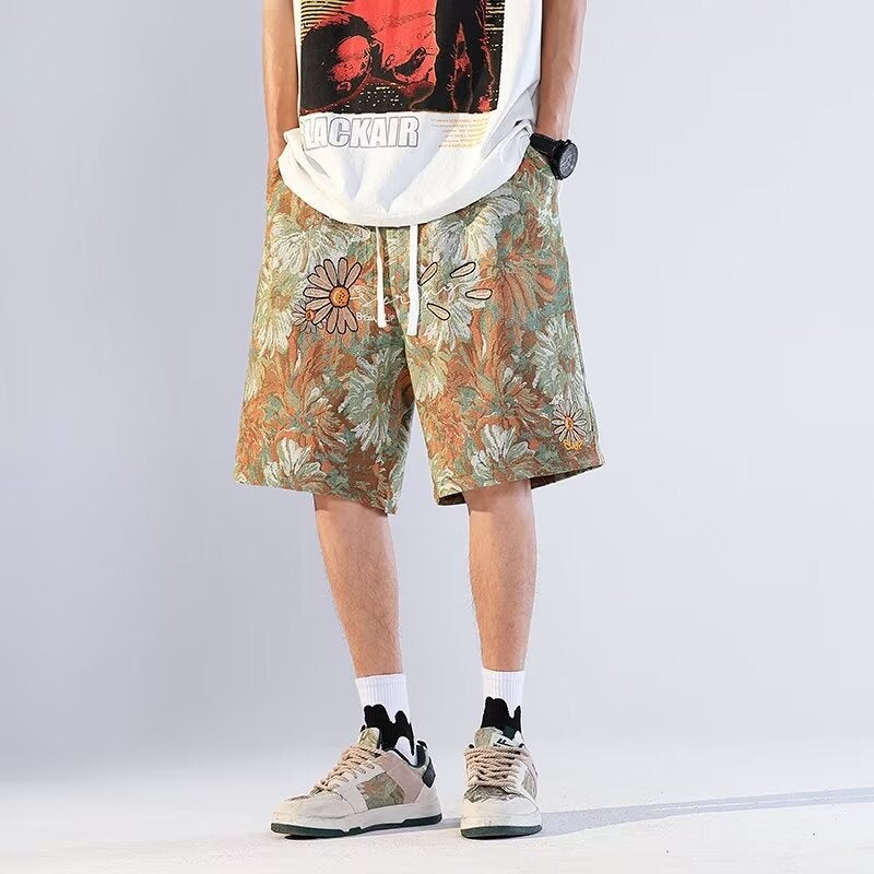 American Style Retro Shorts Mens Summer Japanese Style Trendy Brand Ins Beach Pants Casual Outer Wear Wide Leg Sports Pants W164# Green - Image 5