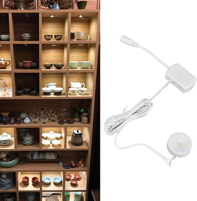 LED Under Cabinet Puck Lights, Dimmable Ultra Thin Round Cabinet Light with 2m USB Cable, White LED Lighting for Cabinets Wardrobes Exhibition Halls Wine Racks (One for six) - Image 3