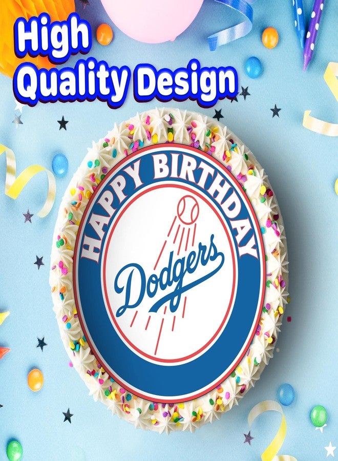 NATURAL BEHAVIOUR 7.5 los angeles dodgers Cake Topper – Round Edible Birthday Cake Decorations, Happy Birthday Cake - Image 2