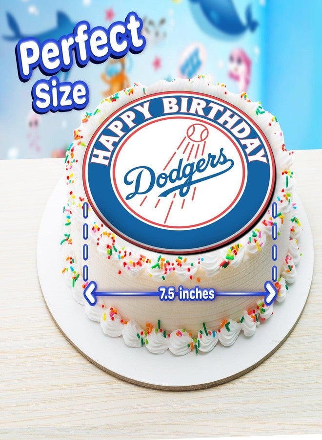 NATURAL BEHAVIOUR 7.5 los angeles dodgers Cake Topper – Round Edible Birthday Cake Decorations, Happy Birthday Cake - Image 3