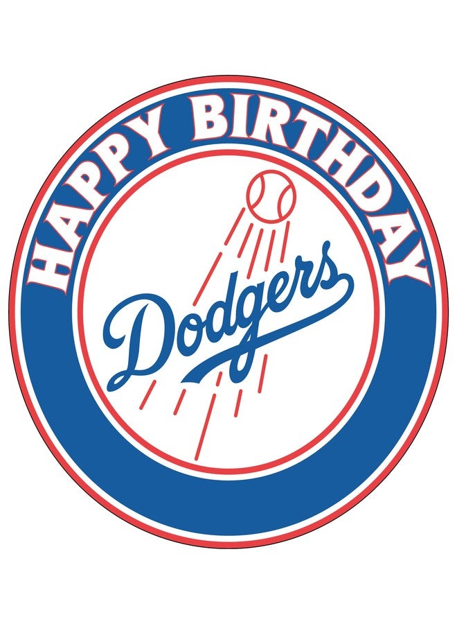 NATURAL BEHAVIOUR 7.5 los angeles dodgers Cake Topper – Round Edible Birthday Cake Decorations, Happy Birthday Cake - Image 1