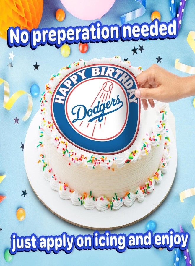 NATURAL BEHAVIOUR 7.5 los angeles dodgers Cake Topper – Round Edible Birthday Cake Decorations, Happy Birthday Cake - Image 4