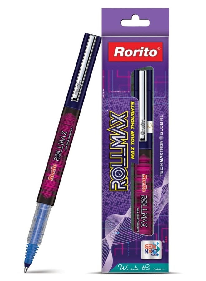 FIRST CLICK أقلام حبر جاف FIRST CLICK Rollmax Hi-Tech Roller Blue Writing 5 | نظام حبر سائل | كتابة سلسة | رأس بكرة دقيق | كتابة بزاوية 360 درجة | تصميم أنيق | 5 ألوان للجسم في العبوة. - Image 2