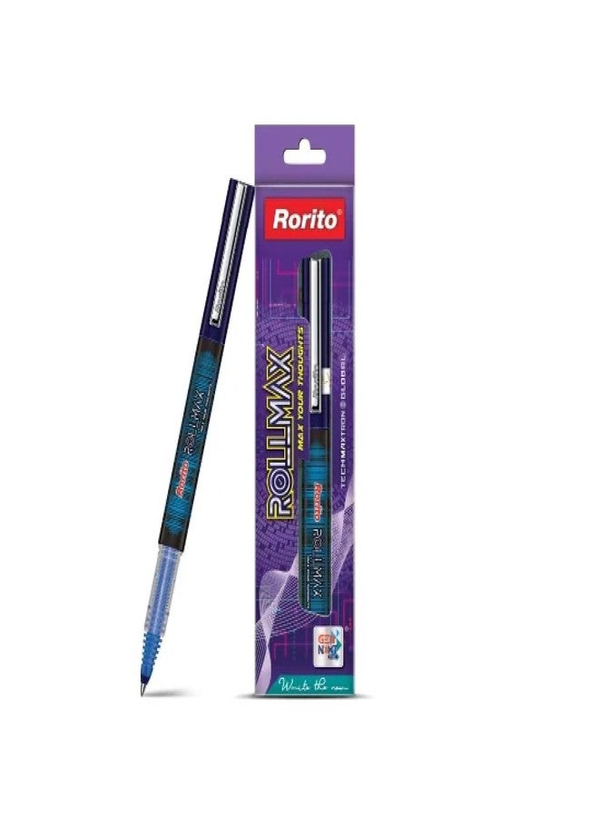 FIRST CLICK أقلام حبر جاف FIRST CLICK Rollmax Hi-Tech Roller Blue Writing 5 | نظام حبر سائل | كتابة سلسة | رأس بكرة دقيق | كتابة بزاوية 360 درجة | تصميم أنيق | 5 ألوان للجسم في العبوة. - Image 4