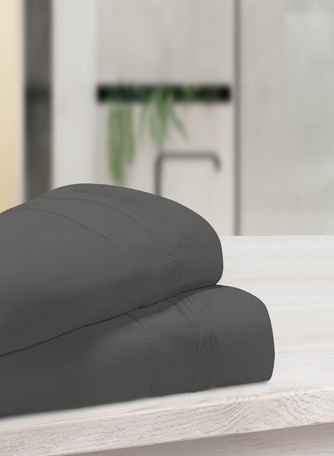 سوبيريور طقم أغطية وسائد قطنية مصرية فاخرة بعدد خيوط 1000، أغطية وسائد لجميع أنواع الوسائد، أغطية وسائد ناعمة لإضفاء لمسة أنيقة على سريرك، أساسيات، أغطية كبيرة، طقم من قطعتين - مقاس كينج، رمادي - Image 2