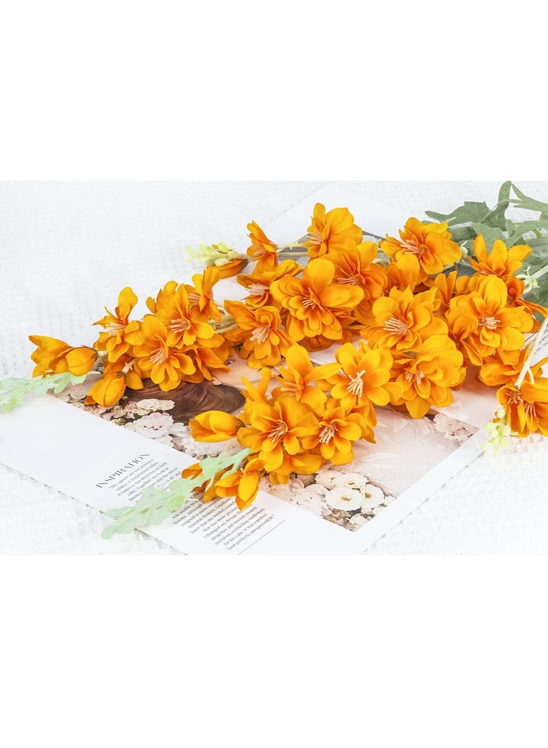 6PCS Orange Silk Delphinium Artificial Flowers - 34in Long Stem Faux Larkspur Arrangements, Realistic Touch for Home, Wedding, and Party Decor - Image 4