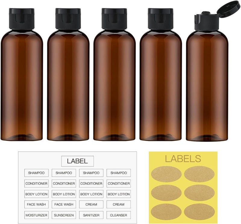 LISAPACK 3.4 oz Travel Bottles for Toiletries, Plastic Travel Size Containers for Shampoo Conditioner TSA Approved, Empty Small Squeeze for Lotion, Leak Proof Mini Liquid Tube for Refillable Brown - Image 5