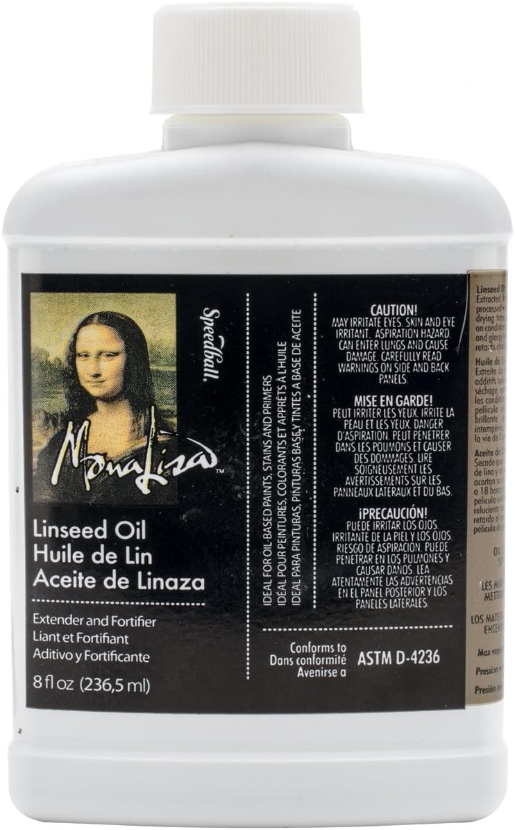 Speedball Mona Lisa Linseed Oil - 8 Fl Oz (236.5 ml) - Extender and Fortifier for Oil-Based Paints