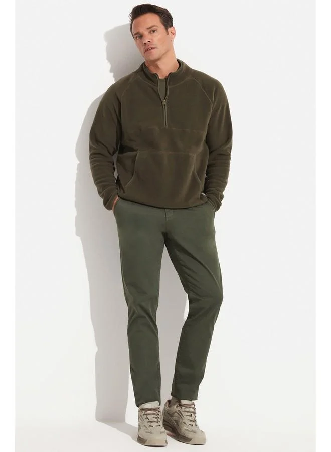 JUNE June Men Kangaroo Pocket Fleece Sweatshirt Khaki