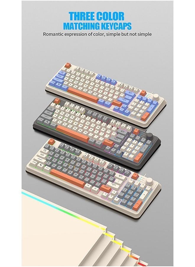 XUNFOX 94-Key Wired Gaming Keyboard - Membrane Keyboard - Gaming Keyboard - Office Keyboard - Built-in Volume Adjustment Knob - Computer Keyboard - Waterproof RGB Color Suitable for PC/Ps4/Xbox Gamers - Image 4