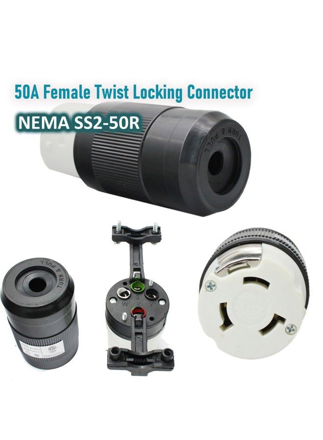 X-Haibei RV 50A 125V / 250V AC Inlet Female Locking Connector Plug w/Rain Proof Boot Kit - Image 4