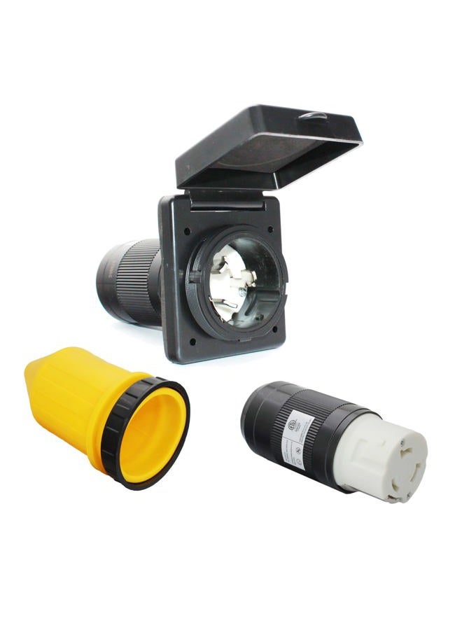 X-Haibei RV 50A 125V / 250V AC Inlet Female Locking Connector Plug w/Rain Proof Boot Kit - Image 1