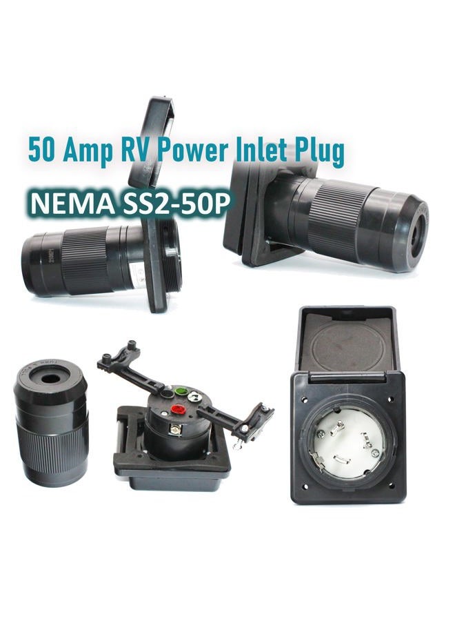 X-Haibei RV 50A 125V / 250V AC Inlet Female Locking Connector Plug w/Rain Proof Boot Kit - Image 3