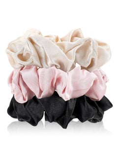 3 Pcs Mulberry Silk Scrunchies, Soft Satin Hair Ties, Large No-Damage Ponytail Holders, Hair Accessories Gift Set