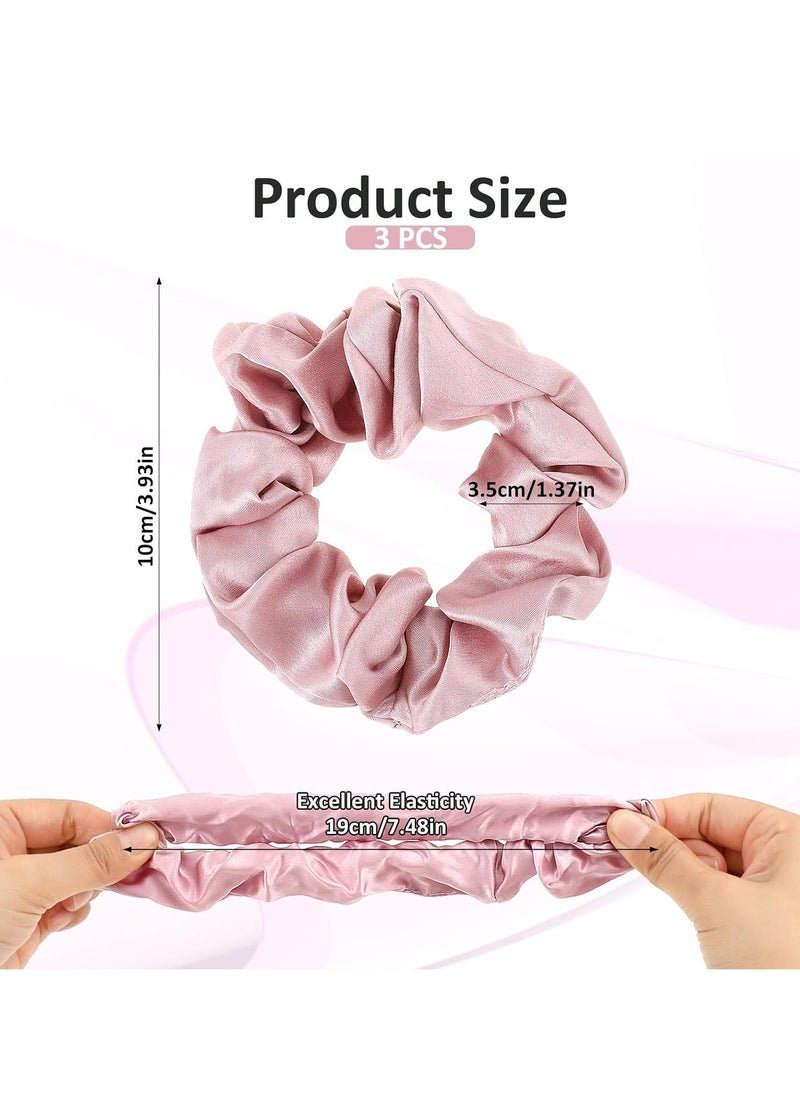 Oasisgalore - 3 Pcs Mulberry Silk Scrunchies, Soft Satin Hair Ties, Large No-Damage Ponytail Holders, Hair Accessories Gift Set - Image 1