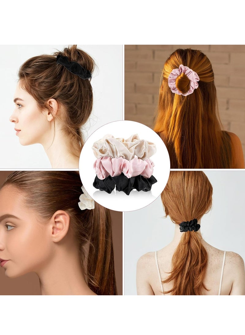 Oasisgalore - 3 Pcs Mulberry Silk Scrunchies, Soft Satin Hair Ties, Large No-Damage Ponytail Holders, Hair Accessories Gift Set - Image 1