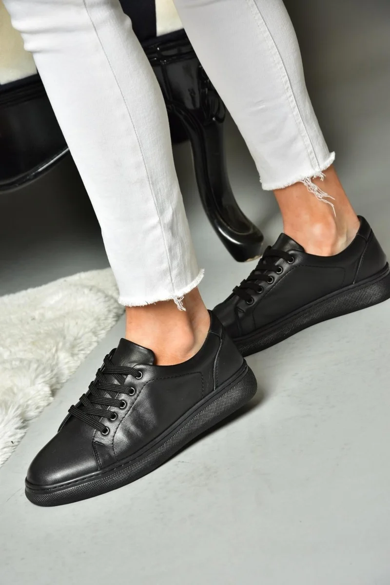 فوكس شوز P555460903 Black Leather Sports Shoes Sneakers