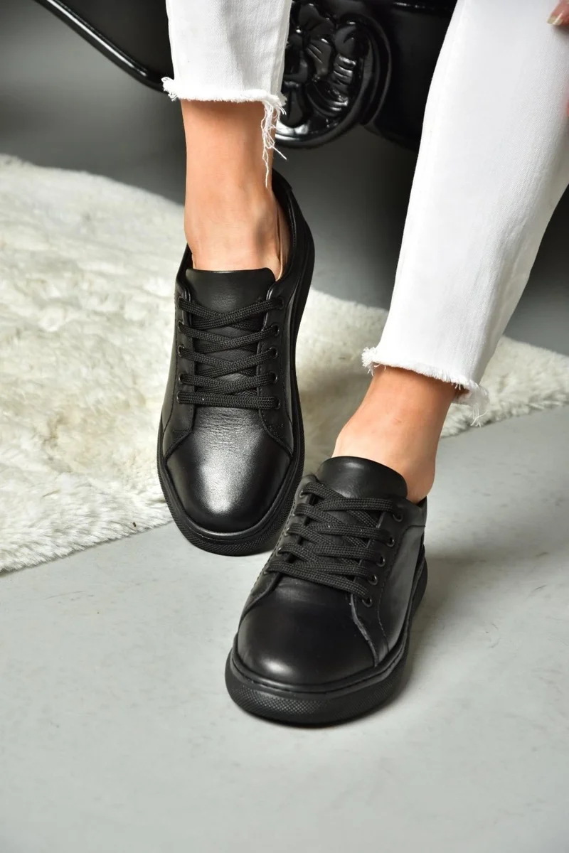 فوكس شوز P555460903 Black Leather Sports Shoes Sneakers