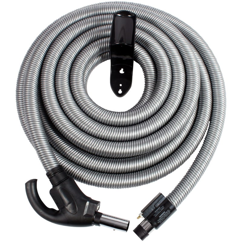 Cen-Tec Systems CenTec Systems 97217 Central Vacuum Direct Connect Electric Flush Handle and Hanger Silver 35 Ft DC Hose 