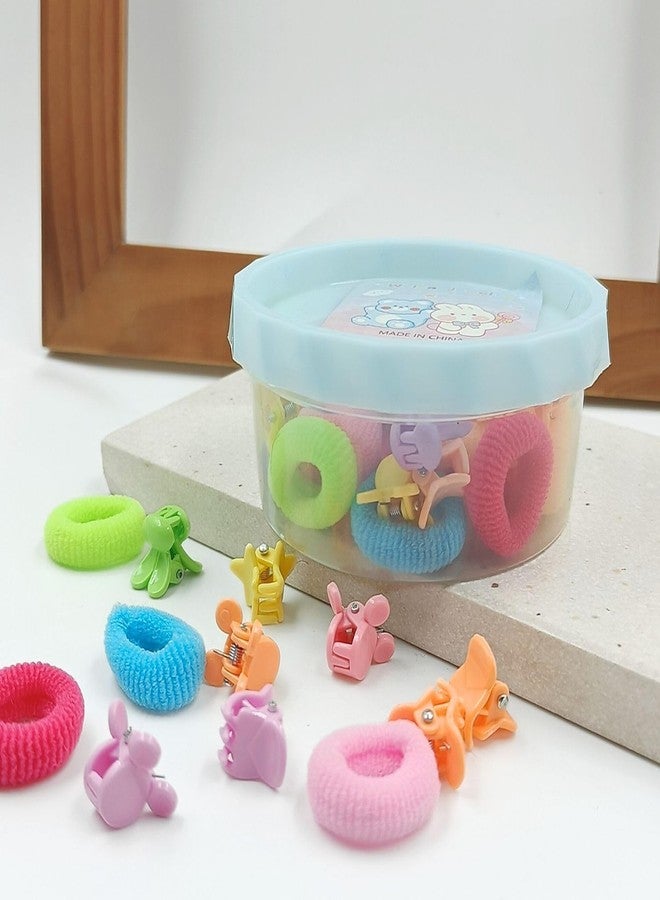 FHF Baby Hair Accessories Set | Soft Stretchable Rubber Band & Small Hair Clips Set | Hair Accessories for Kids, Girls and Women with Cute Storage Box (Pack Of 40) - Image 1