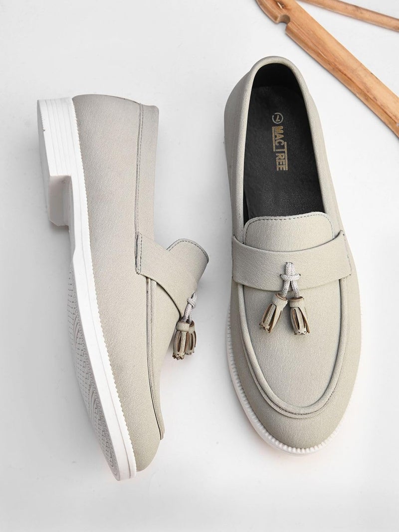 MACTREE Cream Suede Leather Loafers Shoes for Men - 10 UK - Image 3