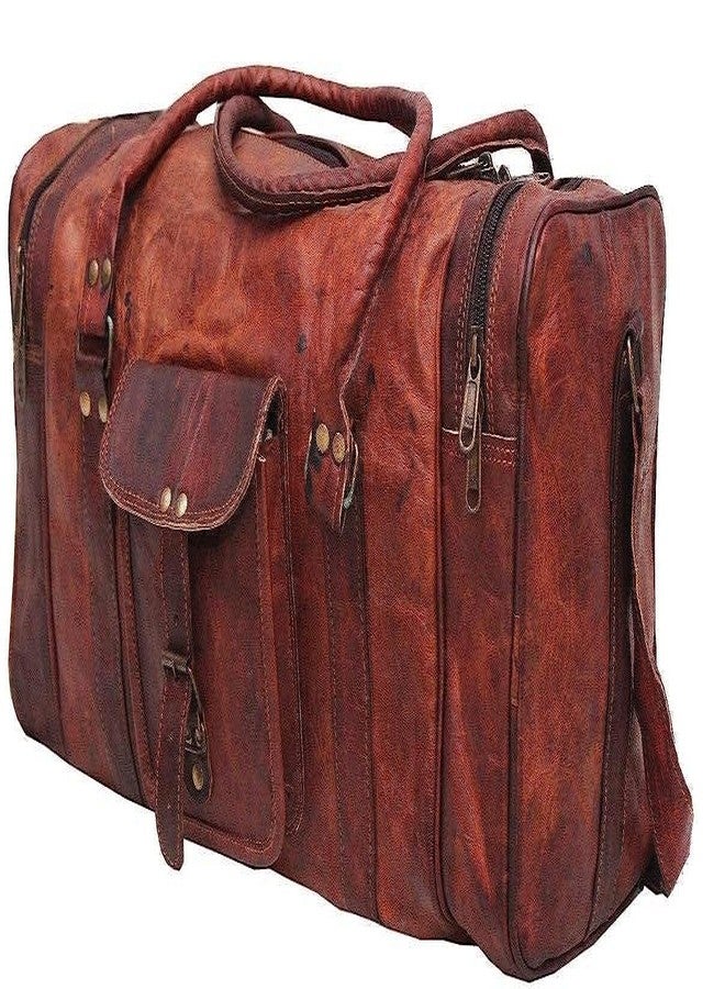 RSN Leather Duffle Luggage Bag for Travel, Packing and Storage Weekender Bag Stylish Sports Gym Bag for Men and Women (Dark Brown, 24 Inch)