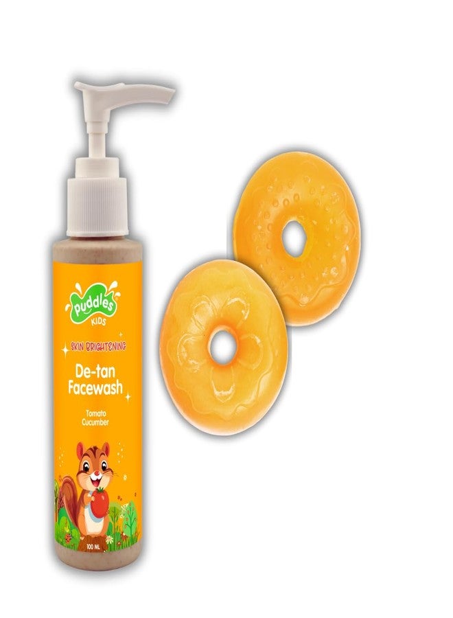 Puddles Happy Holidays Kids Skincare Set | Detan Facewash + Soap | Removes Tan, Brightens & Softens Skin | Natural, pH Balanced, Mom-Approved | Safe for Daily Use & Perfect Festive Gift - Combo Pack - Image 1
