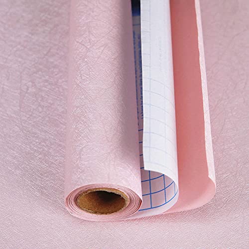 Abyssaly Pink Wallpaper Stick and Peel Removable Self Adhesive Pink Wall Paper Embossed Home Decorative Wallpaper for Girls Solid Color Shelf Drawer Liner Paper 157 x 3937 - Image 3