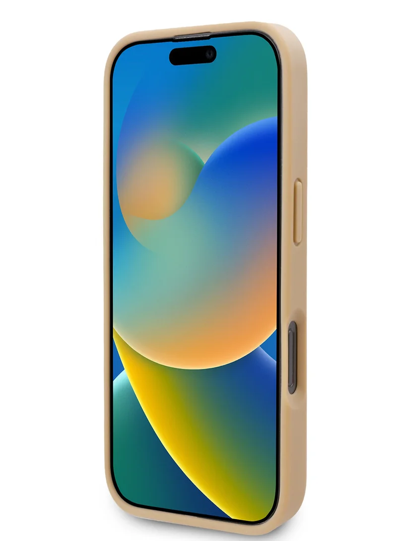 كارل لاغرفيلد جراب iPhone 16 Pro Max من مادة البولي يوريثان الصلبة مع فتحة بطاقة وتصميم شعار أحادي اللون / حماية من السقوط / امتصاص الصدمات / فتحات دقيقة / سهل التركيب - بني